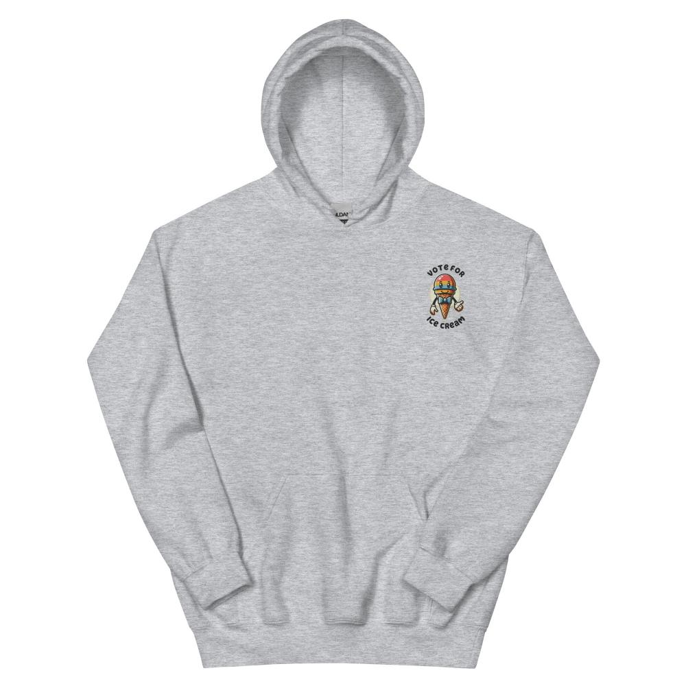 Vote For Ice Cream Embroidered Hoodie - Sport Grey Color - https://ascensionemporium.net